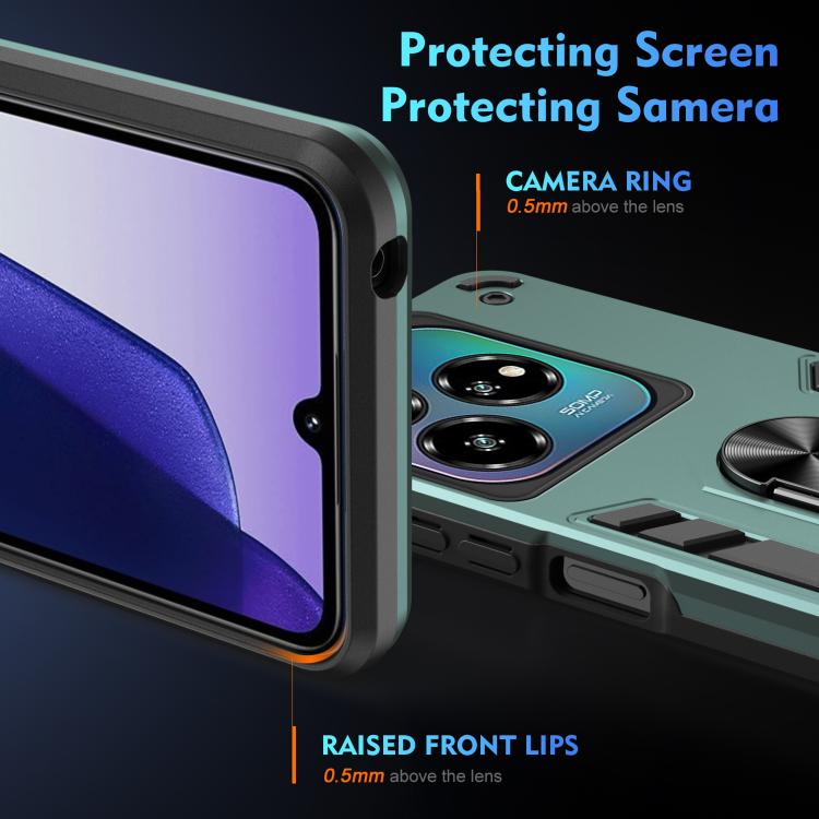 For ZTE Blade A75 4G Shockproof Metal Ring Holder Phone Case