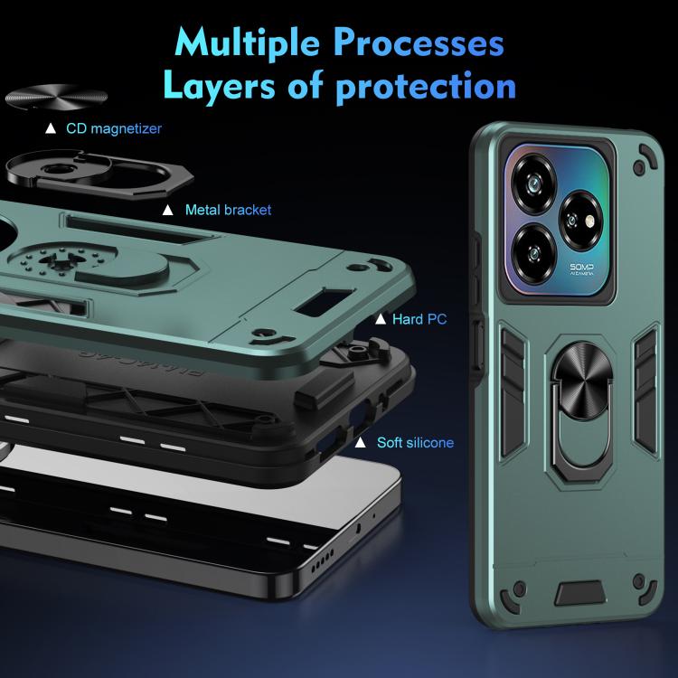 For ZTE Blade A75 4G Shockproof Metal Ring Holder Phone Case