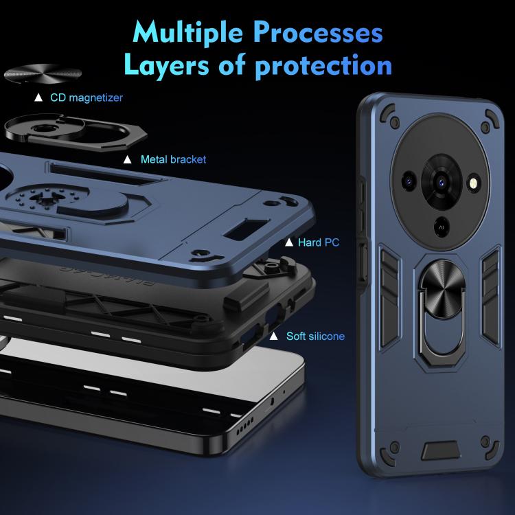For ZTE Blade A76 5G Shockproof Metal Ring Holder Phone Case