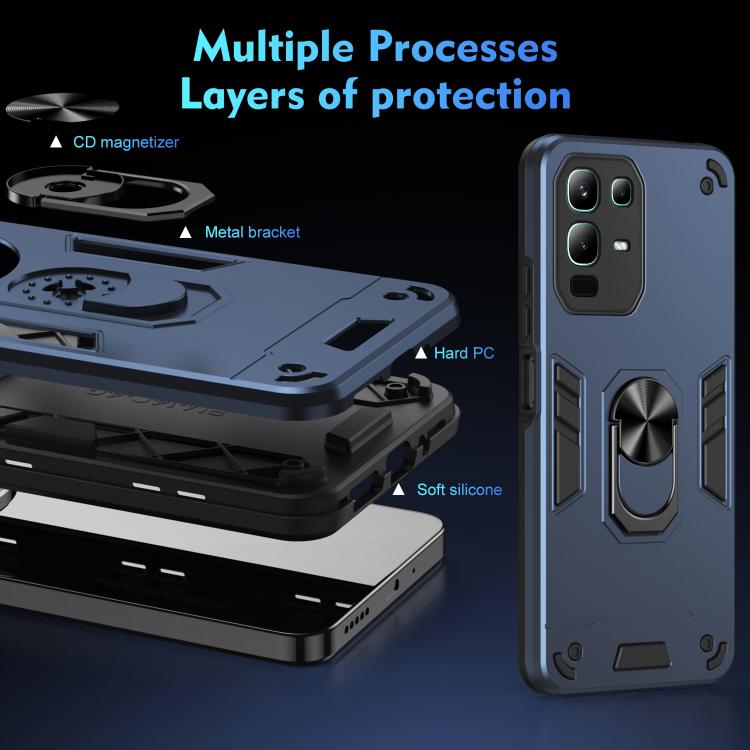 For Infinix Note 50x Shockproof Metal Ring Holder Phone Case