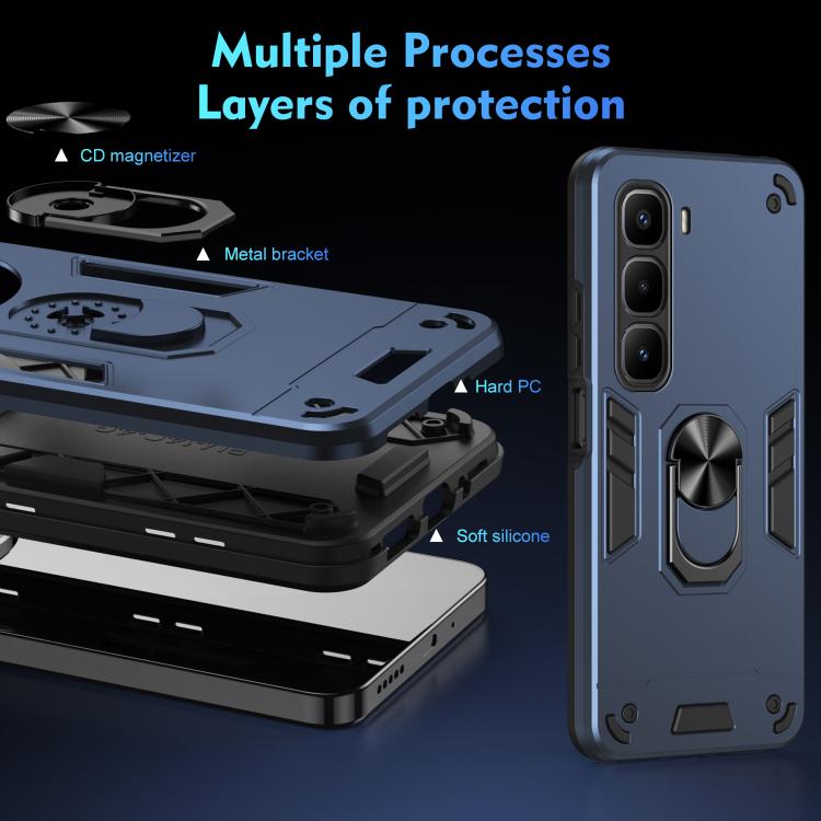 For Infinix Hot 60 Pro+ 4G Shockproof Metal Ring Holder Phone Case