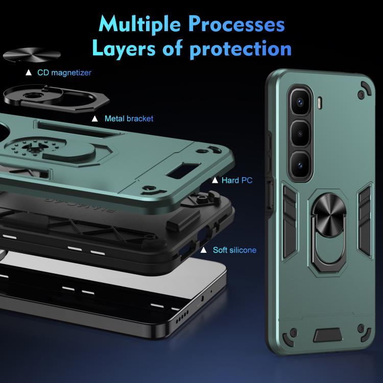 For Infinix Hot 60 Pro+ 4G Shockproof Metal Ring Holder Phone Case