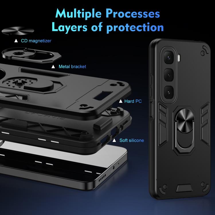 For Infinix Hot 60i 4G Shockproof Metal Ring Holder Phone Case