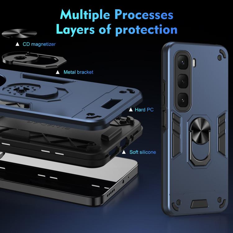 For Infinix Hot 60i 4G Shockproof Metal Ring Holder Phone Case