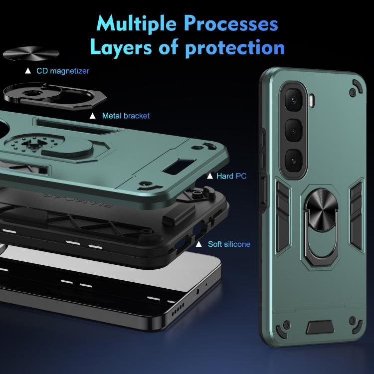 For Infinix Hot 60i 4G Shockproof Metal Ring Holder Phone Case