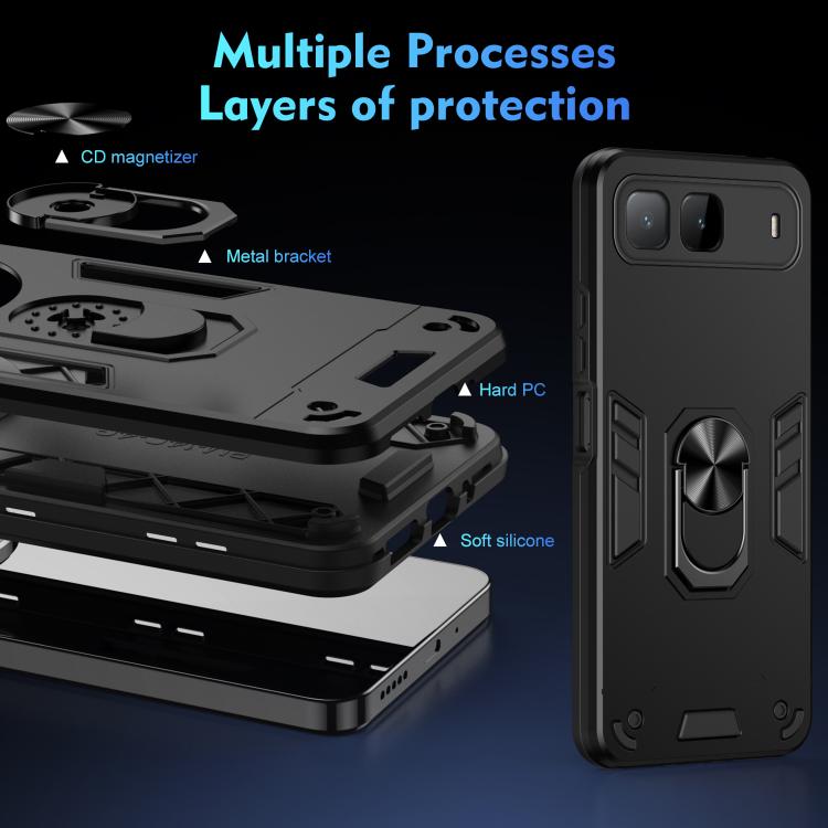 For Infinix Hot 60i 5G Shockproof Metal Ring Holder Phone Case