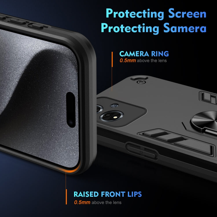 For OPPO A59 5G Shockproof Metal Ring Holder Phone Case