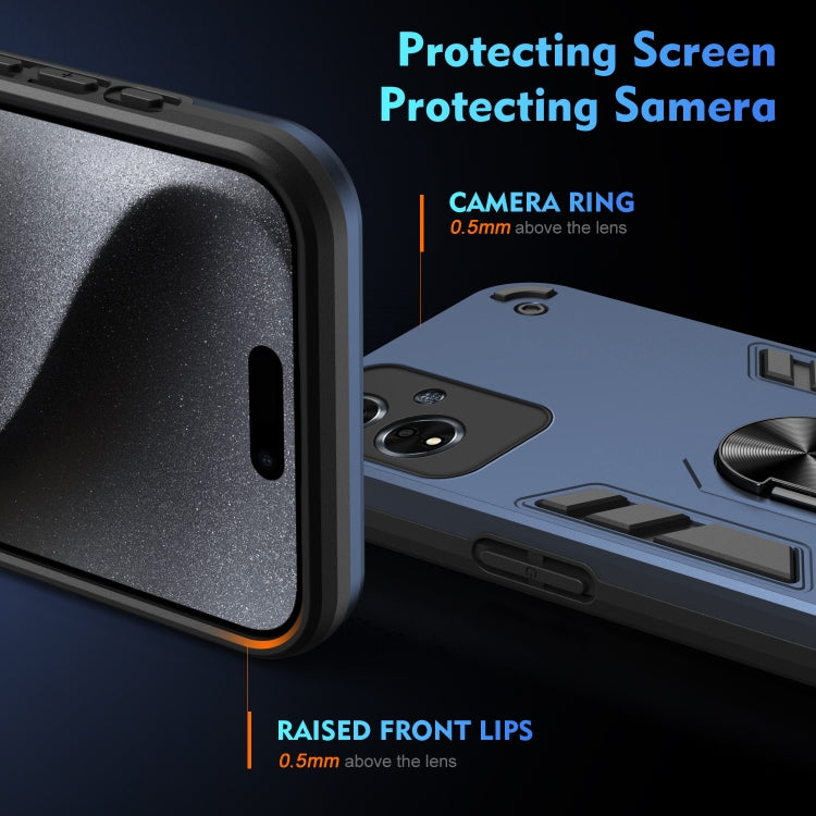 For OPPO A59 5G Shockproof Metal Ring Holder Phone Case