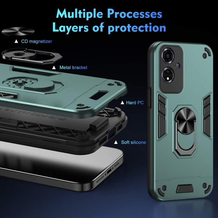 For OPPO A59 5G Shockproof Metal Ring Holder Phone Case