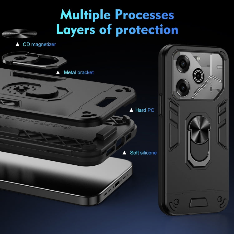 For Tecno Pova 6 Pro Shockproof Metal Ring Holder Phone Case