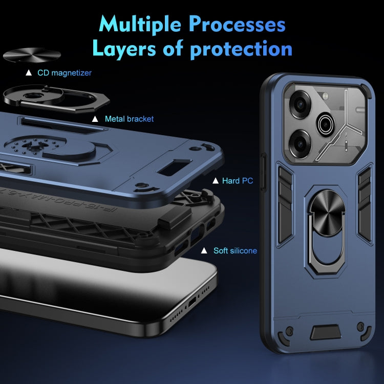For Tecno Pova 6 Pro Shockproof Metal Ring Holder Phone Case