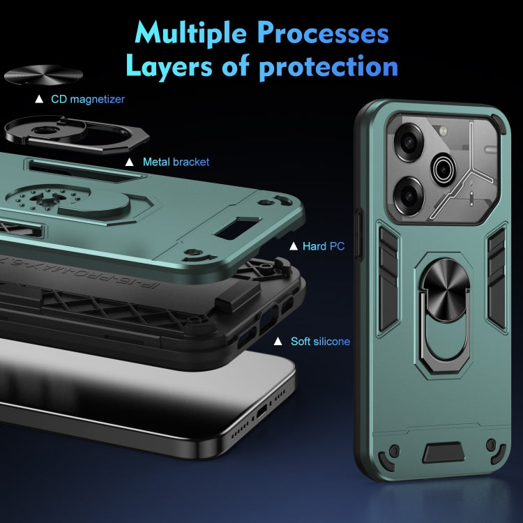 For Tecno Pova 6 Pro Shockproof Metal Ring Holder Phone Case
