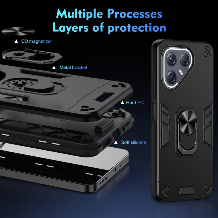 For Tecno Pova 7 Ultra 5G Shockproof Metal Ring Holder Phone Case