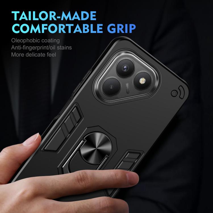 For Tecno Pova 7 4G Shockproof Metal Ring Holder Phone Case