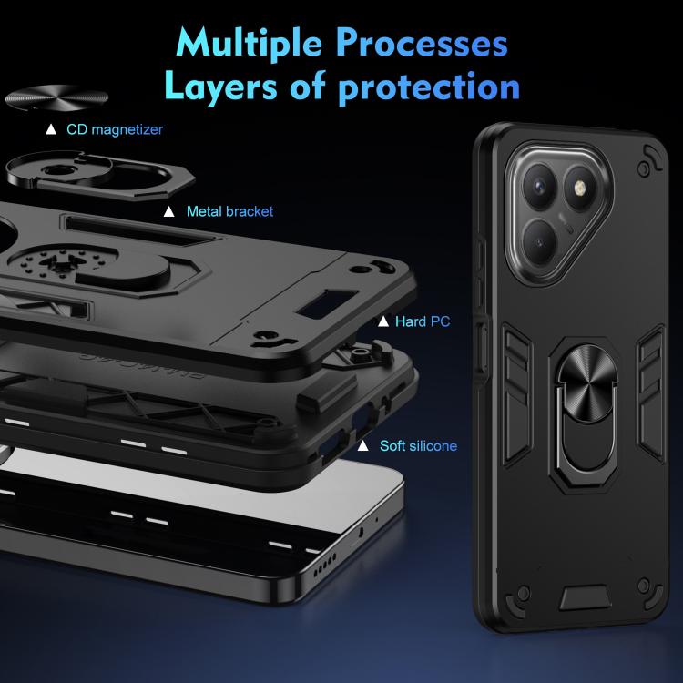 For Tecno Pova 7 4G Shockproof Metal Ring Holder Phone Case