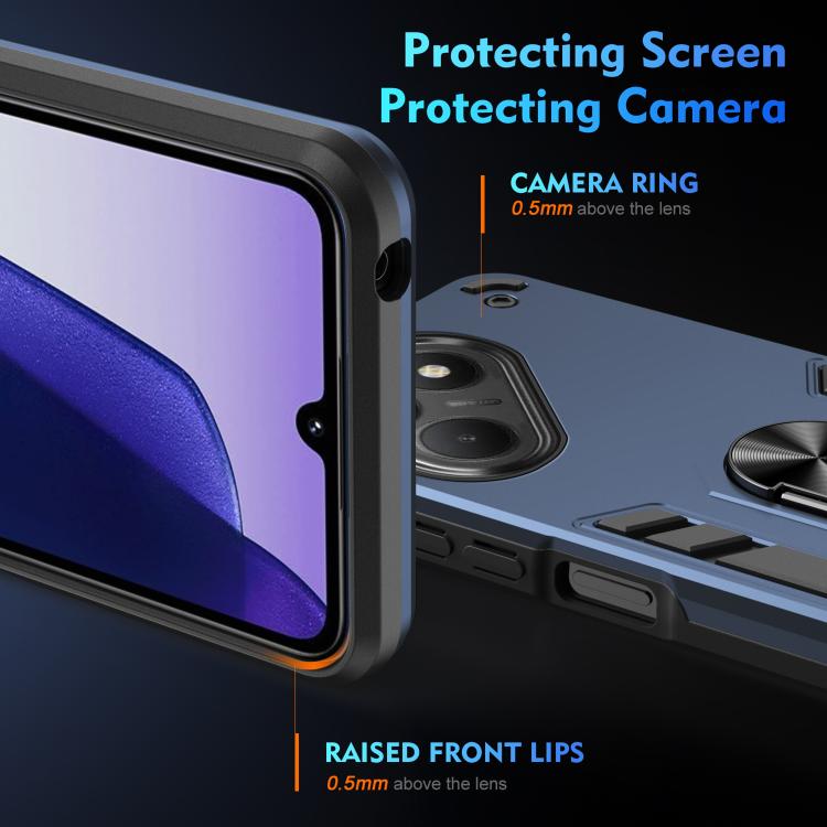 For Tecno Pova 7 4G Shockproof Metal Ring Holder Phone Case