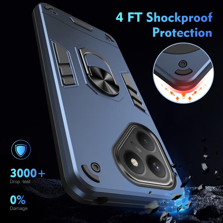 For Tecno Pova 7 4G Shockproof Metal Ring Holder Phone Case