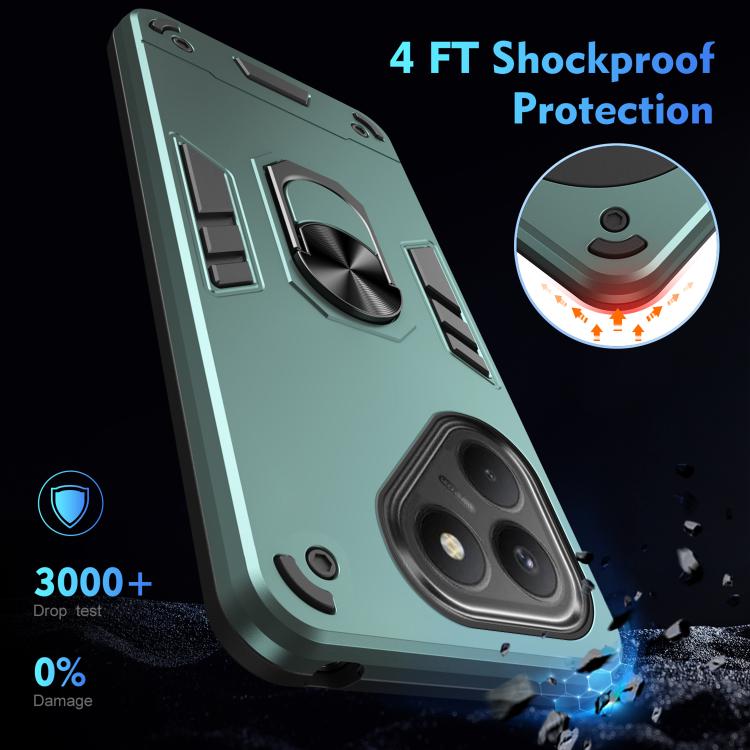 For Tecno Pova 7 4G Shockproof Metal Ring Holder Phone Case