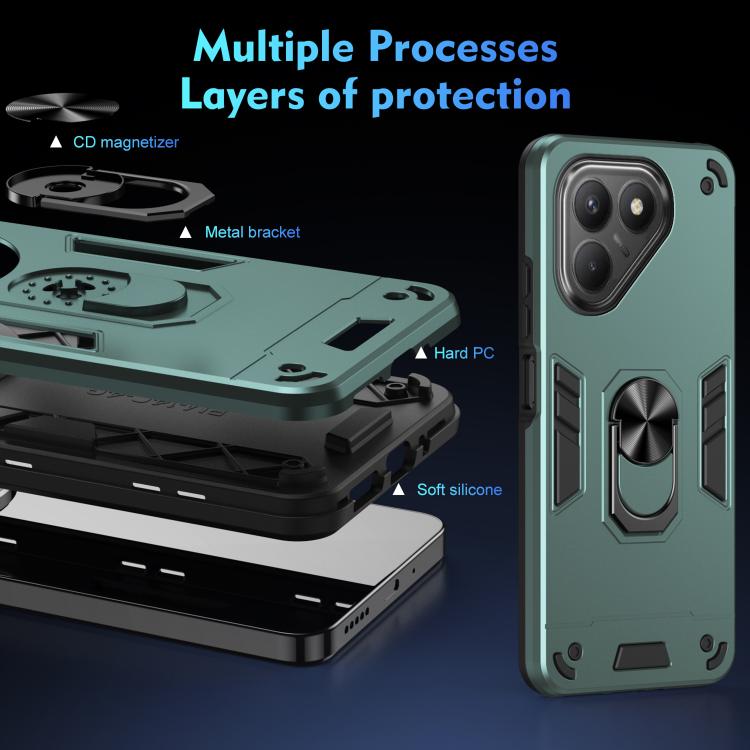 For Tecno Pova 7 4G Shockproof Metal Ring Holder Phone Case