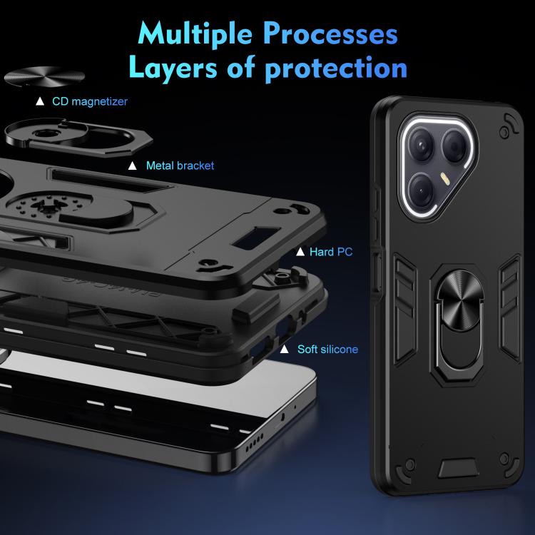 For Tecno Pova 7 5G Shockproof Metal Ring Holder Phone Case