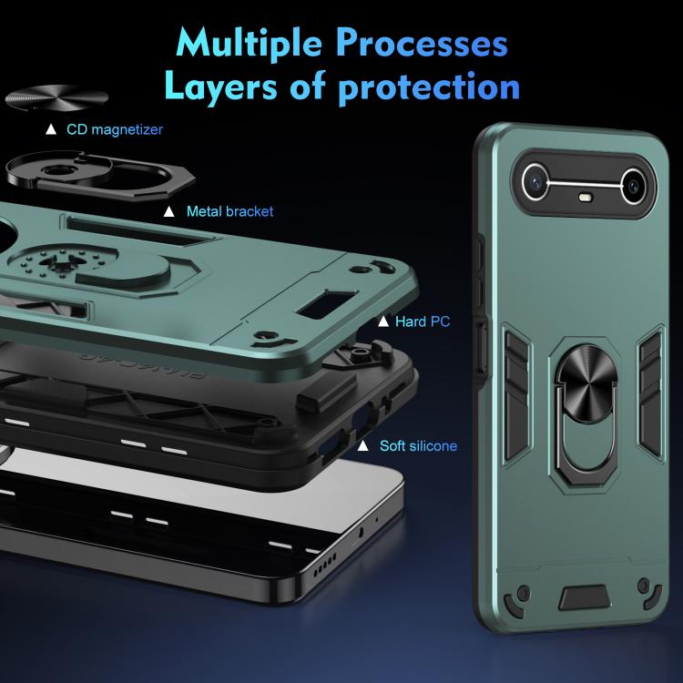 For Tecno Pova Slim 5G / Spark Slim 4G Shockproof Metal Ring Holder Phone Case