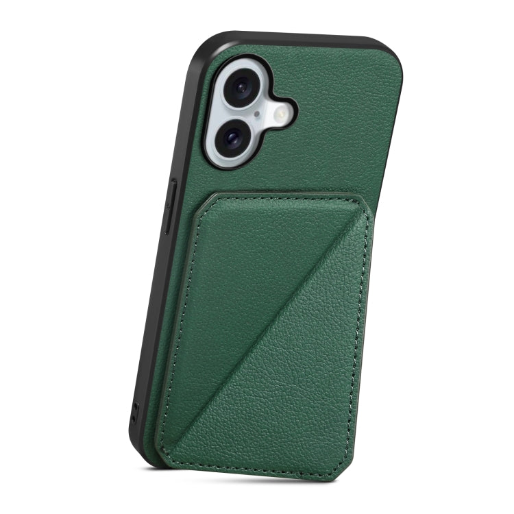 For iPhone 16 D04 Calf Texture Dual Card Slot Holder Phone Case