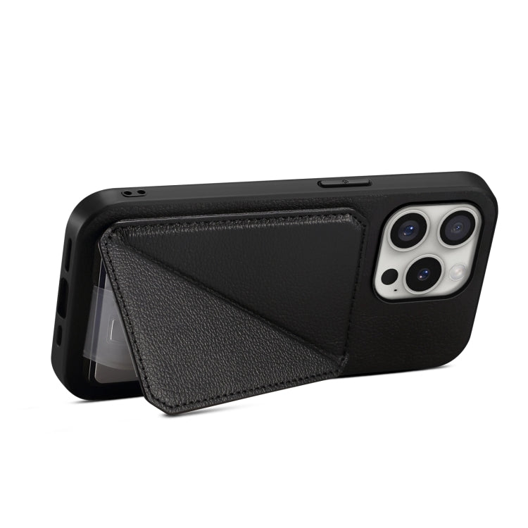 For iPhone 16 Pro D04 Calf Texture Dual Card Slot Holder Phone Case