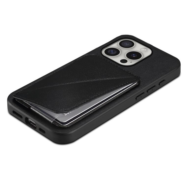 For iPhone 16 Pro D04 Calf Texture Dual Card Slot Holder Phone Case