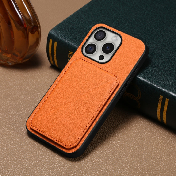 For iPhone 16 Pro D04 Calf Texture Dual Card Slot Holder Phone Case