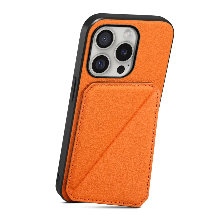 For iPhone 16 Pro D04 Calf Texture Dual Card Slot Holder Phone Case