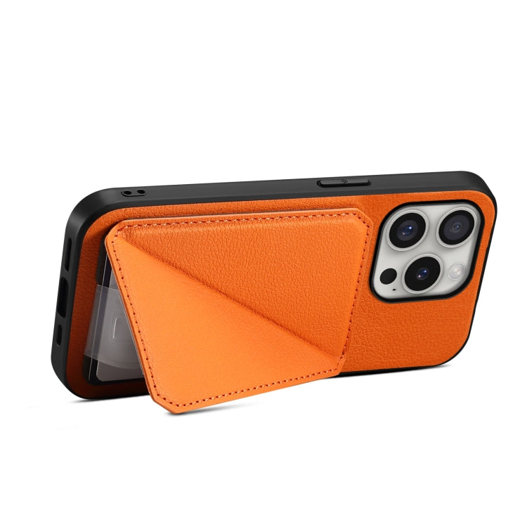 For iPhone 16 Pro D04 Calf Texture Dual Card Slot Holder Phone Case