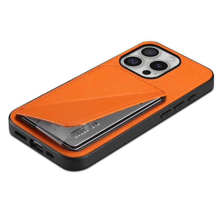 For iPhone 16 Pro D04 Calf Texture Dual Card Slot Holder Phone Case