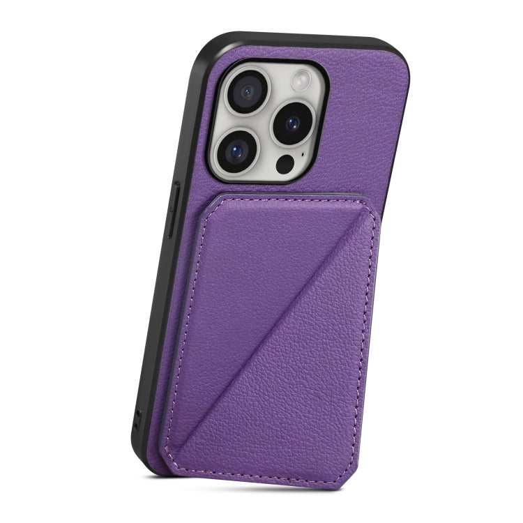 For iPhone 16 Pro D04 Calf Texture Dual Card Slot Holder Phone Case