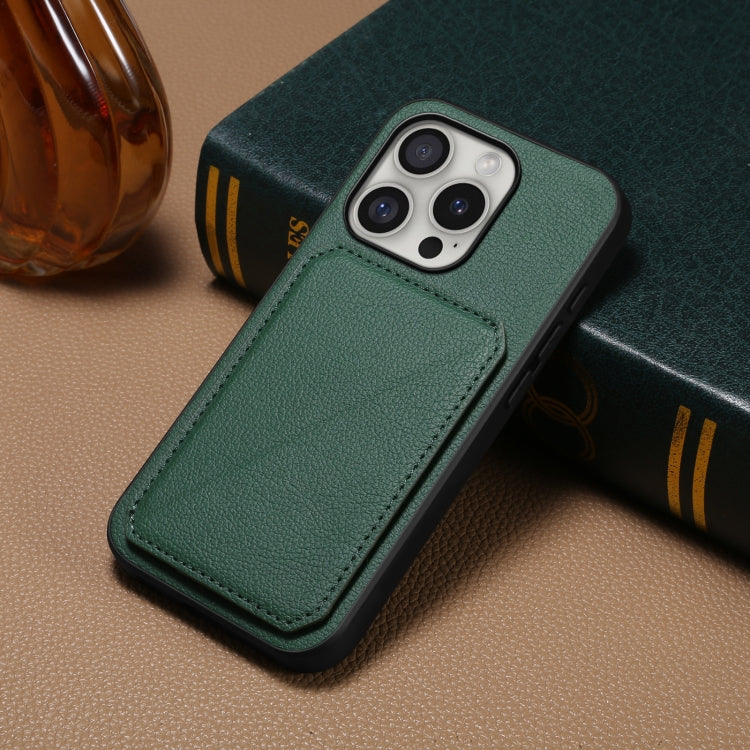 For iPhone 16 Pro D04 Calf Texture Dual Card Slot Holder Phone Case