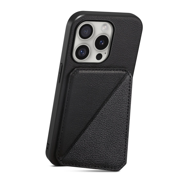 For iPhone 16 Pro Max D04 Calf Texture Dual Card Slot Holder Phone Case