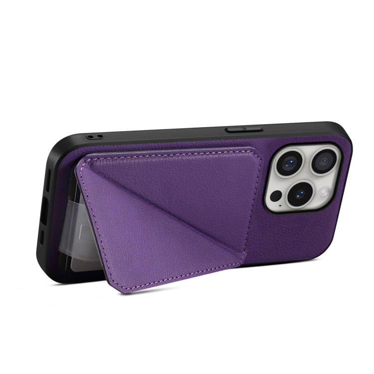For iPhone 16 Pro Max D04 Calf Texture Dual Card Slot Holder Phone Case