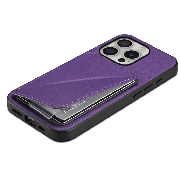 For iPhone 16 Pro Max D04 Calf Texture Dual Card Slot Holder Phone Case