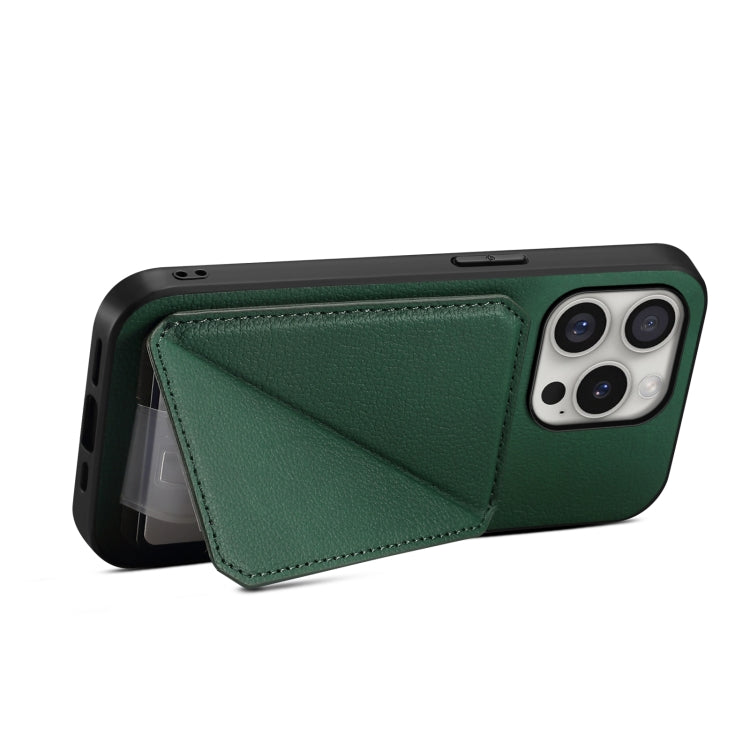 For iPhone 16 Pro Max D04 Calf Texture Dual Card Slot Holder Phone Case