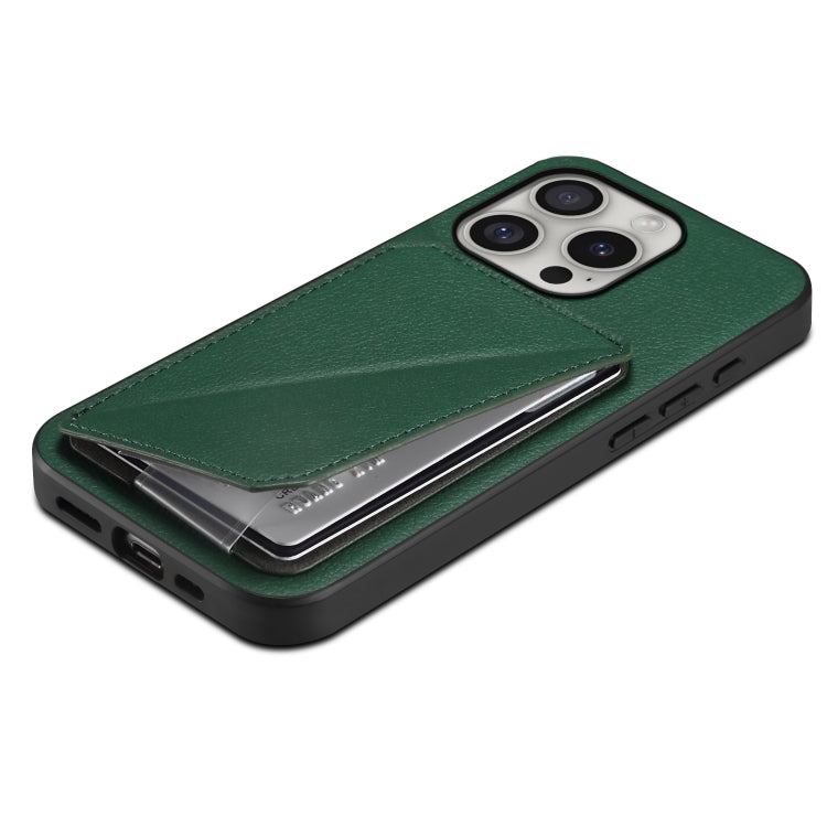 For iPhone 16 Pro Max D04 Calf Texture Dual Card Slot Holder Phone Case
