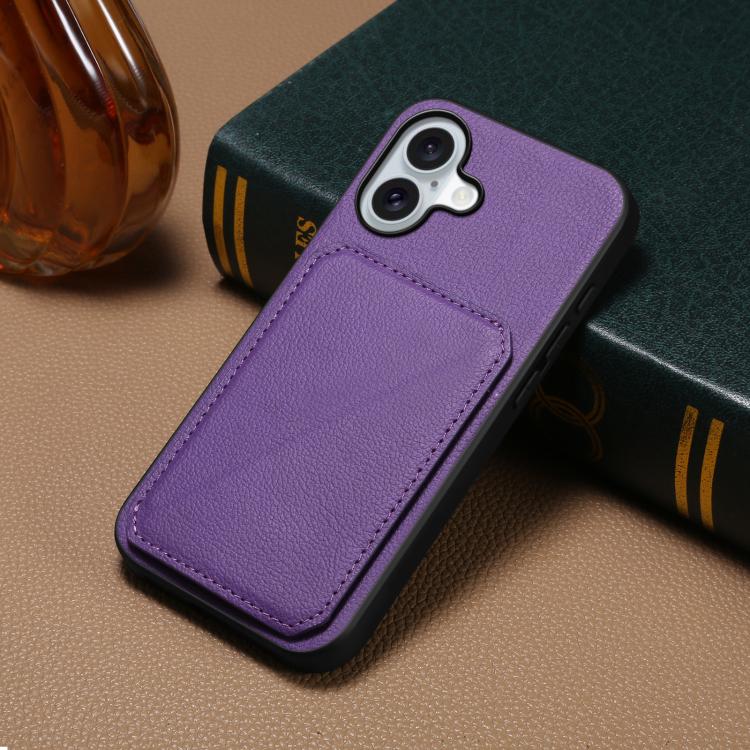 For iPhone 17 D04 Calf Texture Dual Card Slot Holder Phone Case