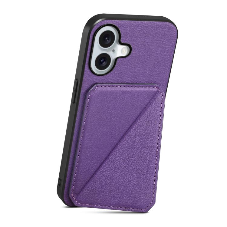 For iPhone 17 D04 Calf Texture Dual Card Slot Holder Phone Case