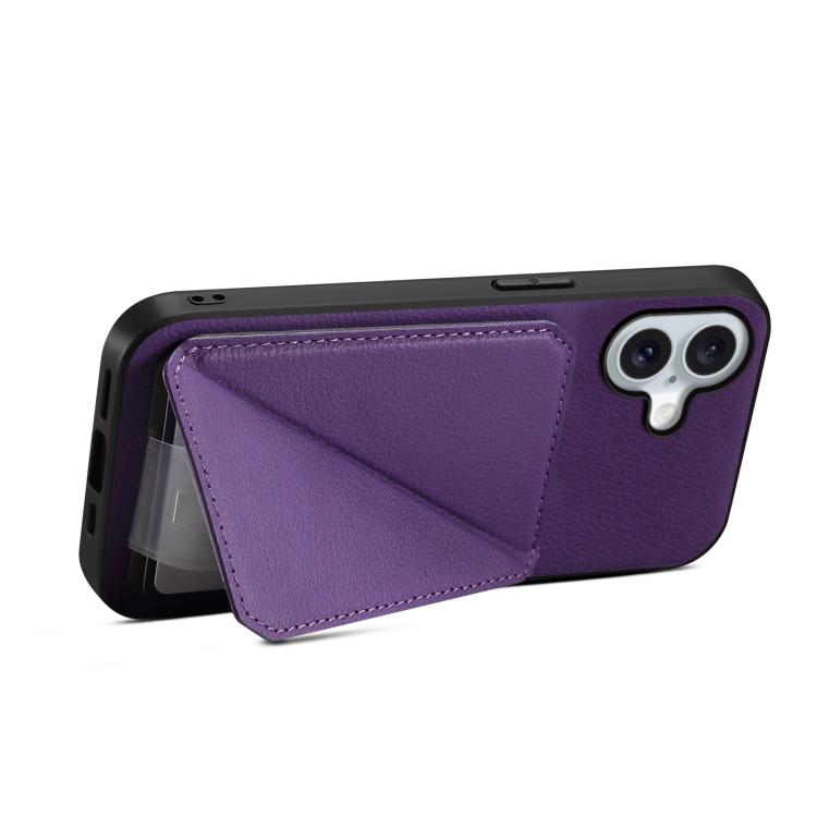For iPhone 17 D04 Calf Texture Dual Card Slot Holder Phone Case