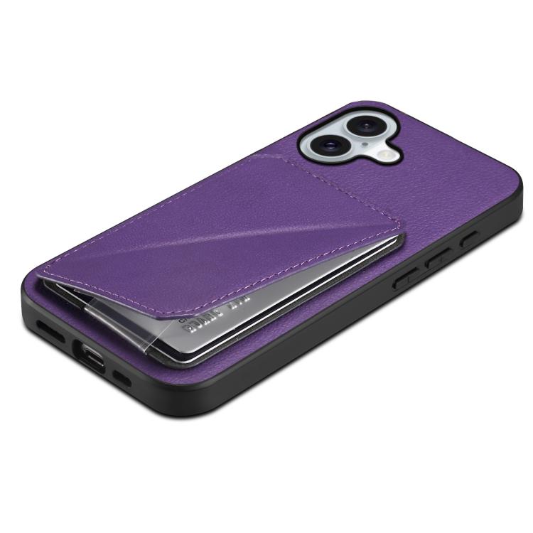 For iPhone 17 D04 Calf Texture Dual Card Slot Holder Phone Case