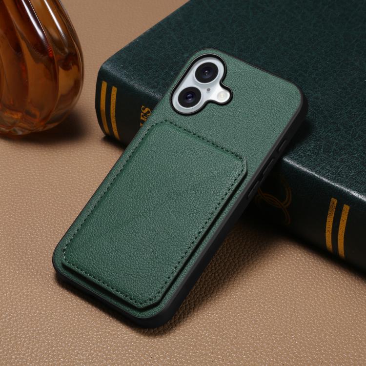 For iPhone 17 D04 Calf Texture Dual Card Slot Holder Phone Case