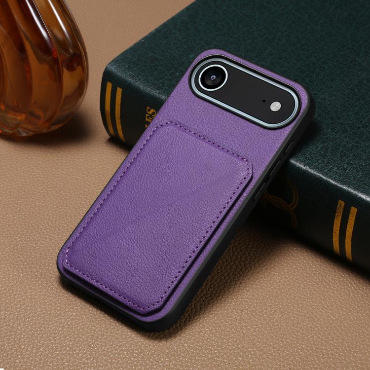 For iPhone Air D04 Calf Texture Dual Card Slot Holder Phone Case