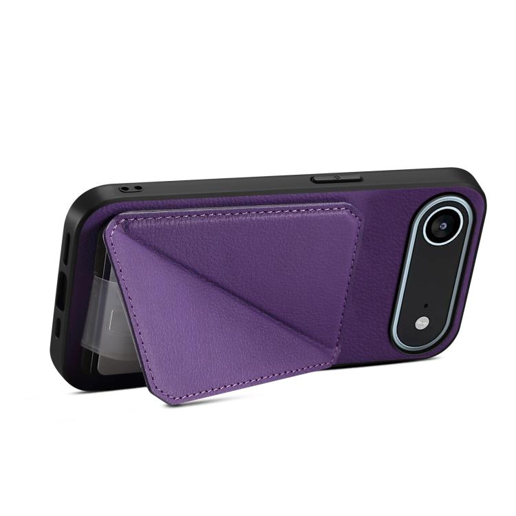 For iPhone Air D04 Calf Texture Dual Card Slot Holder Phone Case