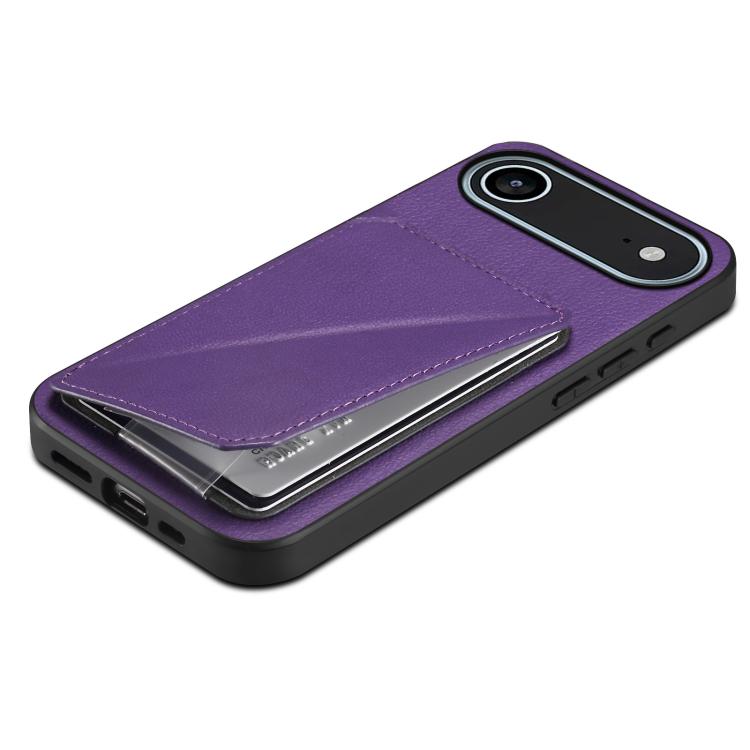 For iPhone Air D04 Calf Texture Dual Card Slot Holder Phone Case