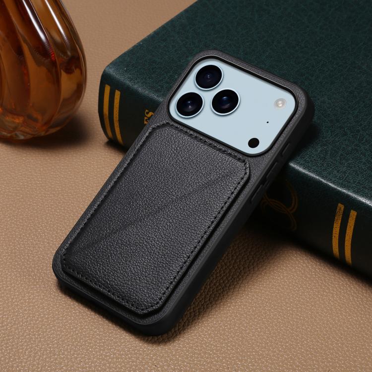 For iPhone 17 Pro D04 Calf Texture Dual Card Slot Holder Phone Case