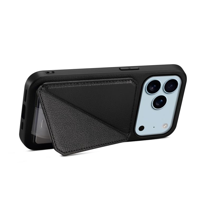For iPhone 17 Pro D04 Calf Texture Dual Card Slot Holder Phone Case