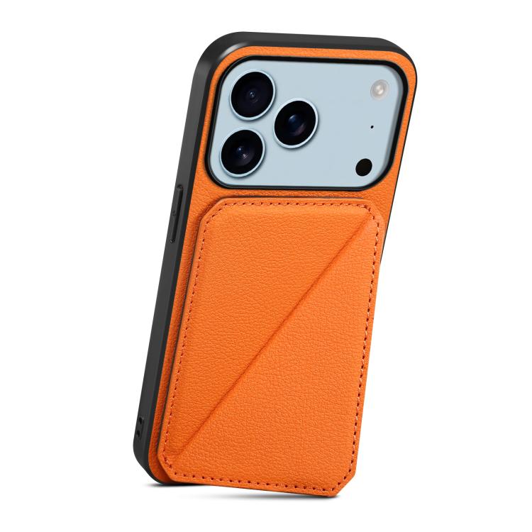 For iPhone 17 Pro D04 Calf Texture Dual Card Slot Holder Phone Case